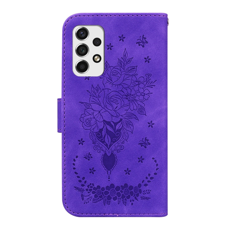 For Samsung Galaxy A33 5G Butterfly Rose Embossed Leather Phone Case