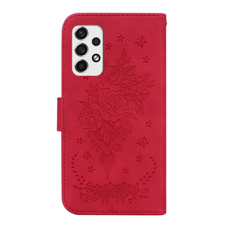 For Samsung Galaxy A33 5G Butterfly Rose Embossed Leather Phone Case