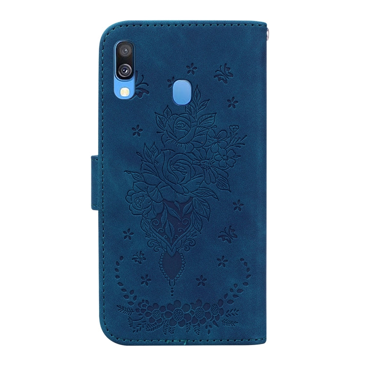 For Samsung Galaxy A40 Butterfly Rose Embossed Leather Phone Case