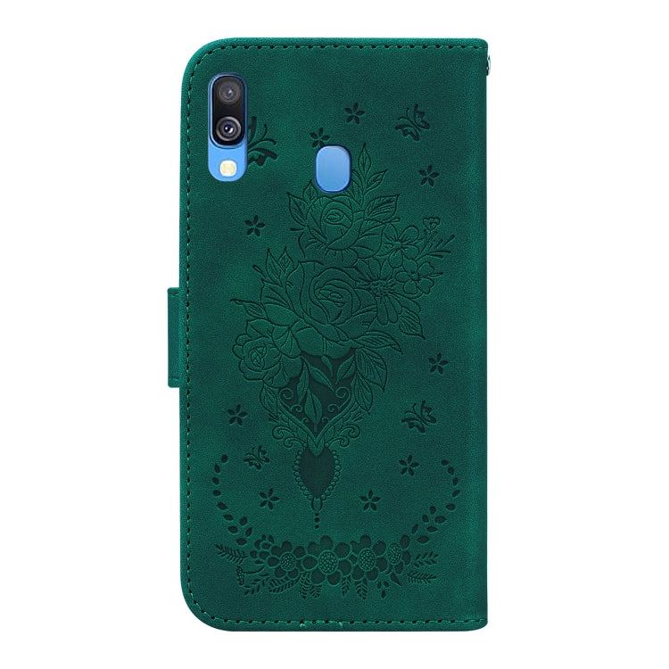 For Samsung Galaxy A40 Butterfly Rose Embossed Leather Phone Case