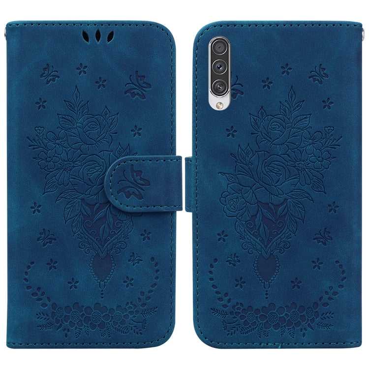 For Samsung Galaxy A50 / A30s / A50s Butterfly Rose Embossed Leather Phone Case