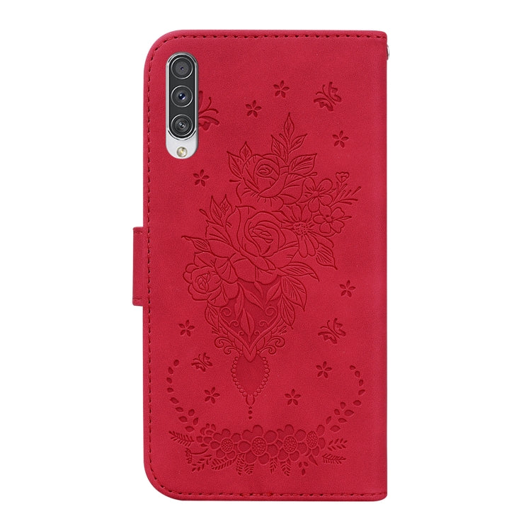For Samsung Galaxy A50 / A30s / A50s Butterfly Rose Embossed Leather Phone Case