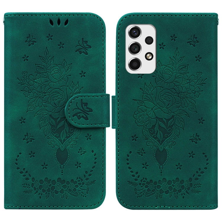 For Samsung Galaxy A53 5G Butterfly Rose Embossed Leather Phone Case