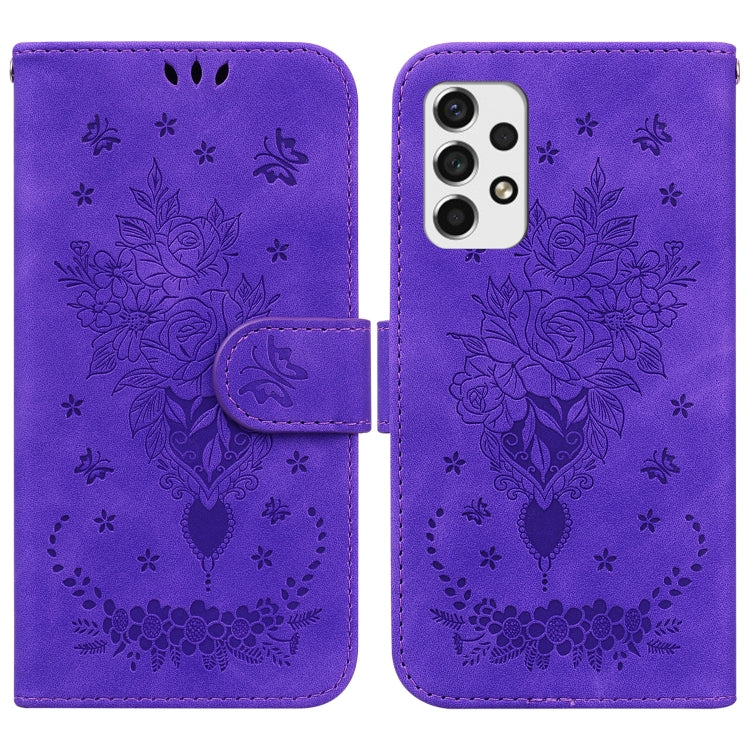 For Samsung Galaxy A53 5G Butterfly Rose Embossed Leather Phone Case