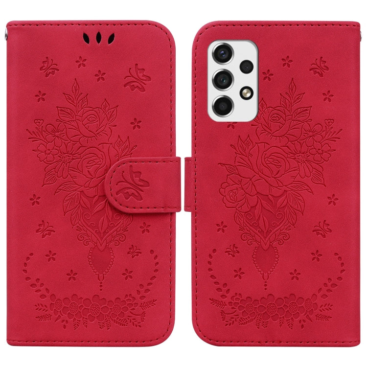 For Samsung Galaxy A53 5G Butterfly Rose Embossed Leather Phone Case