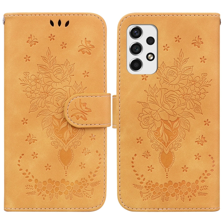 For Samsung Galaxy A53 5G Butterfly Rose Embossed Leather Phone Case