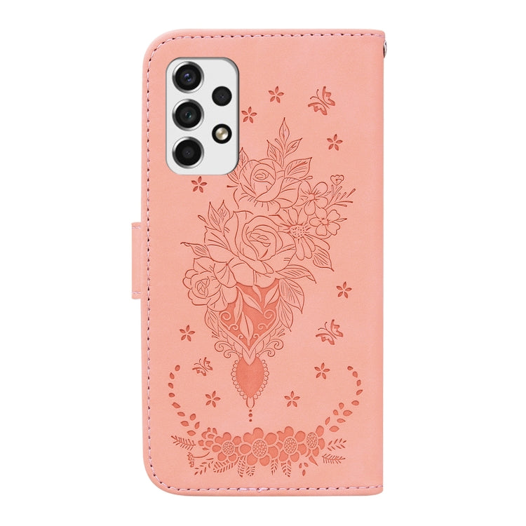 For Samsung Galaxy A53 5G Butterfly Rose Embossed Leather Phone Case