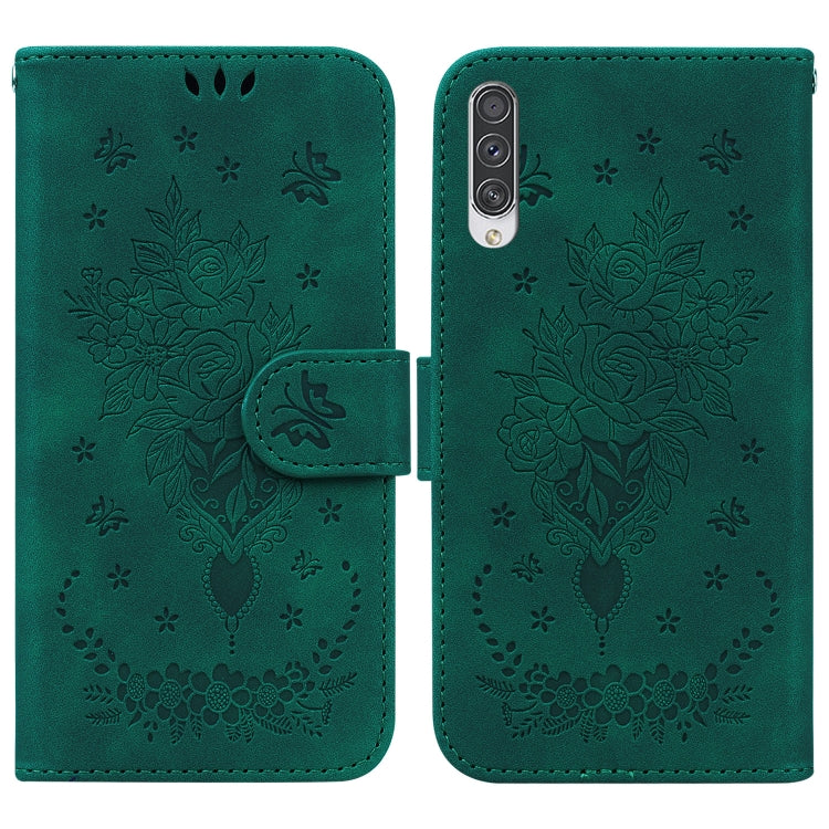 For Samsung Galaxy A70 / A70s Butterfly Rose Embossed Leather Phone Case
