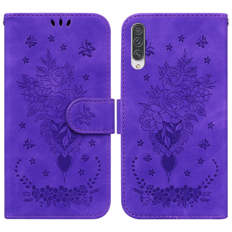 For Samsung Galaxy A70 / A70s Butterfly Rose Embossed Leather Phone Case