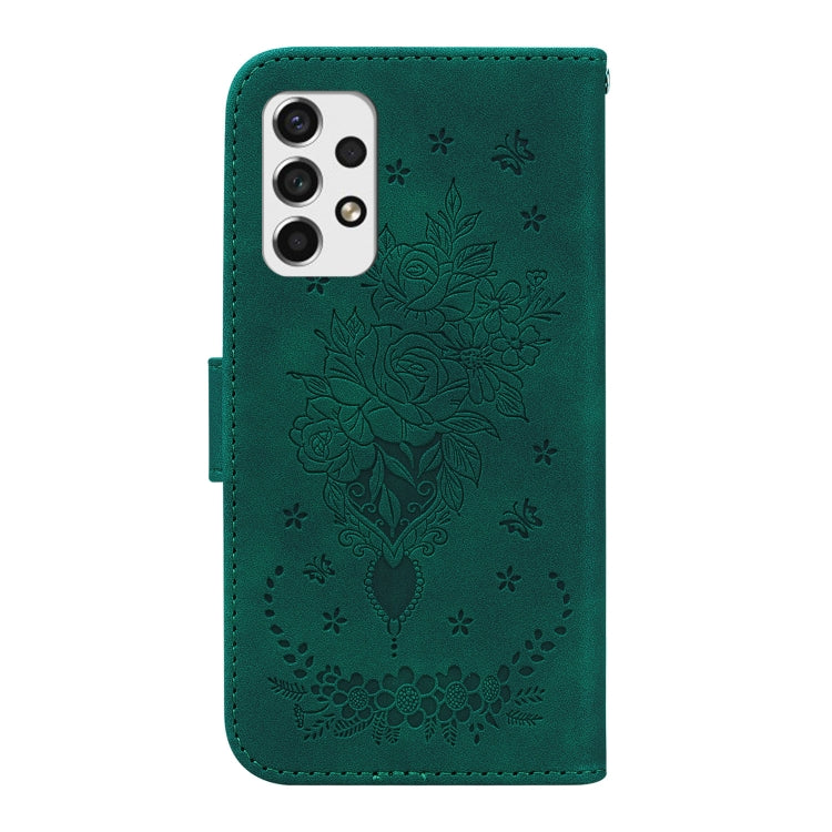 For Samsung Galaxy A73 5G Butterfly Rose Embossed Leather Phone Case