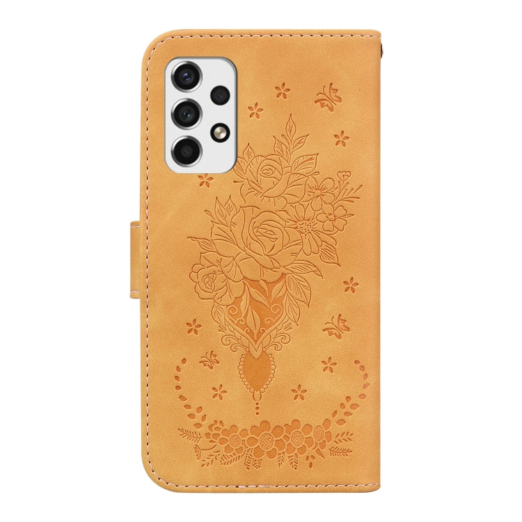 For Samsung Galaxy A73 5G Butterfly Rose Embossed Leather Phone Case