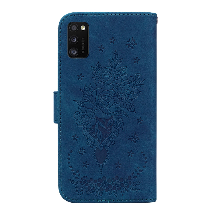 For Samsung Galaxy A41 Butterfly Rose Embossed Leather Phone Case