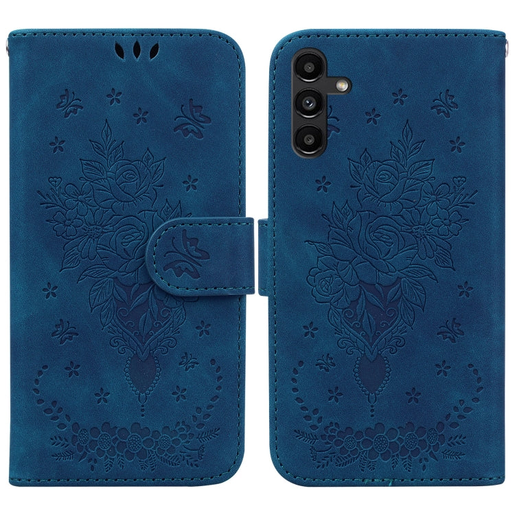 For Samsung Galaxy A13 5G Butterfly Rose Embossed Leather Phone Case