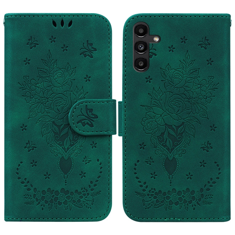 For Samsung Galaxy A13 5G Butterfly Rose Embossed Leather Phone Case
