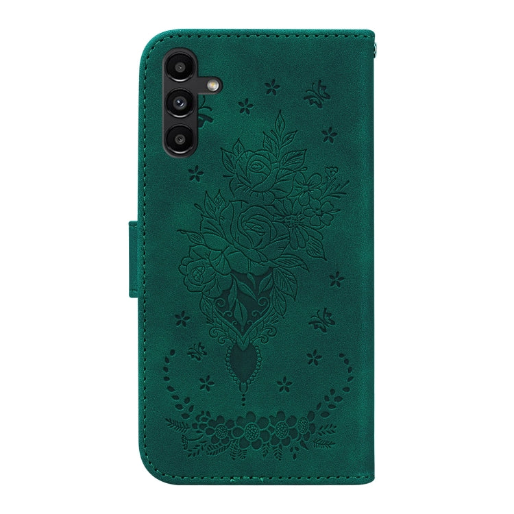For Samsung Galaxy A13 5G Butterfly Rose Embossed Leather Phone Case