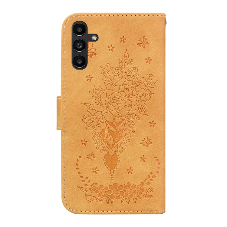 For Samsung Galaxy A13 5G Butterfly Rose Embossed Leather Phone Case