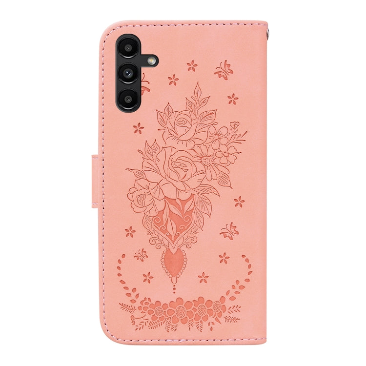For Samsung Galaxy A13 5G Butterfly Rose Embossed Leather Phone Case