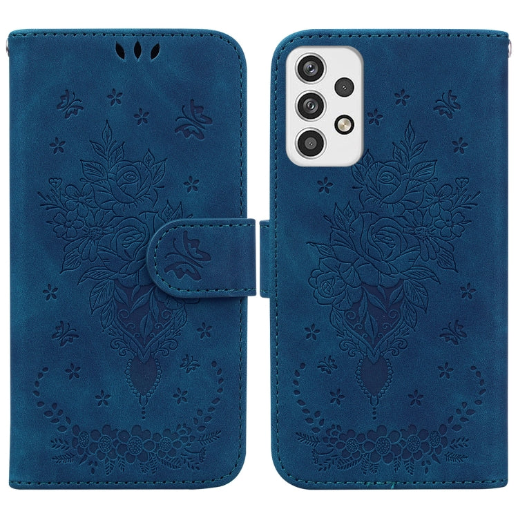 For Samsung Galaxy A23 Butterfly Rose Embossed Leather Phone Case