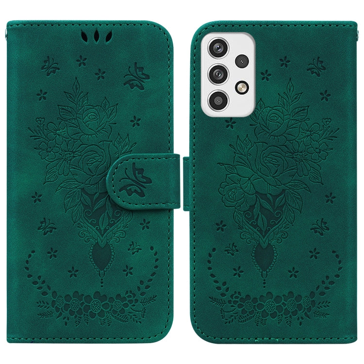 For Samsung Galaxy A23 Butterfly Rose Embossed Leather Phone Case