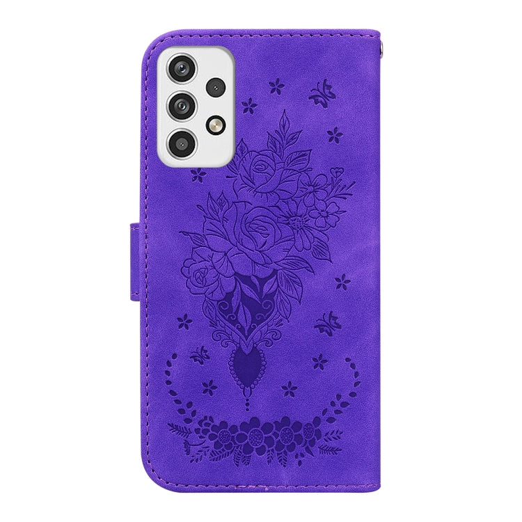 For Samsung Galaxy A23 Butterfly Rose Embossed Leather Phone Case