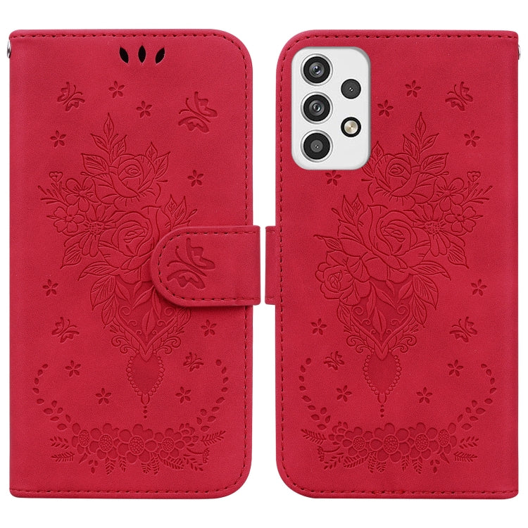 For Samsung Galaxy A23 Butterfly Rose Embossed Leather Phone Case