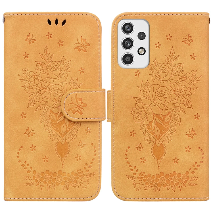For Samsung Galaxy A23 Butterfly Rose Embossed Leather Phone Case