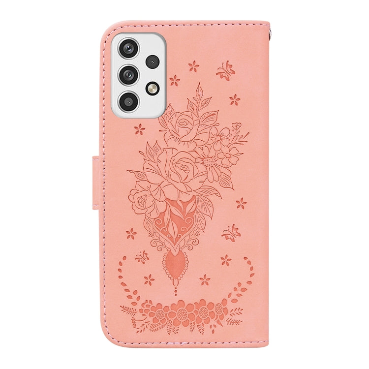 For Samsung Galaxy A23 Butterfly Rose Embossed Leather Phone Case