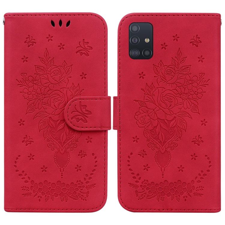 For Samsung Galaxy A51 5G Butterfly Rose Embossed Leather Phone Case