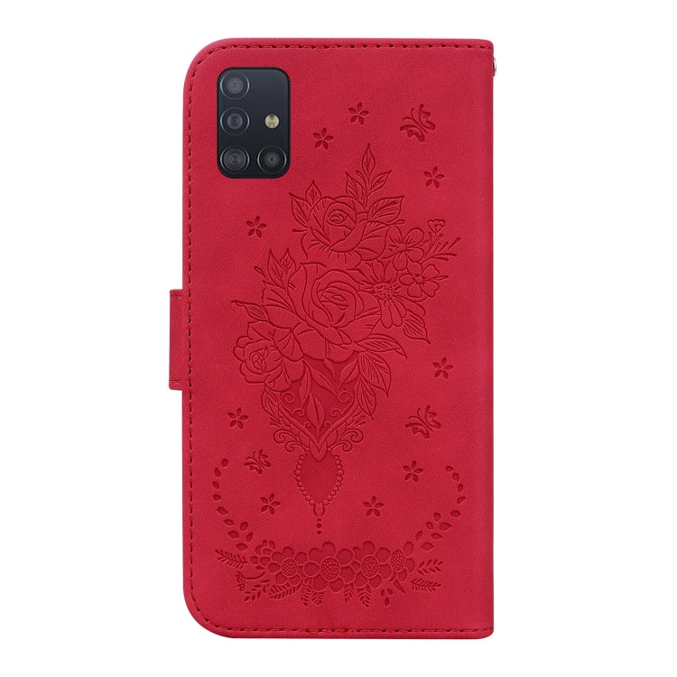 For Samsung Galaxy A51 5G Butterfly Rose Embossed Leather Phone Case