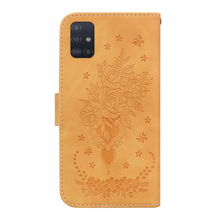 For Samsung Galaxy A51 5G Butterfly Rose Embossed Leather Phone Case