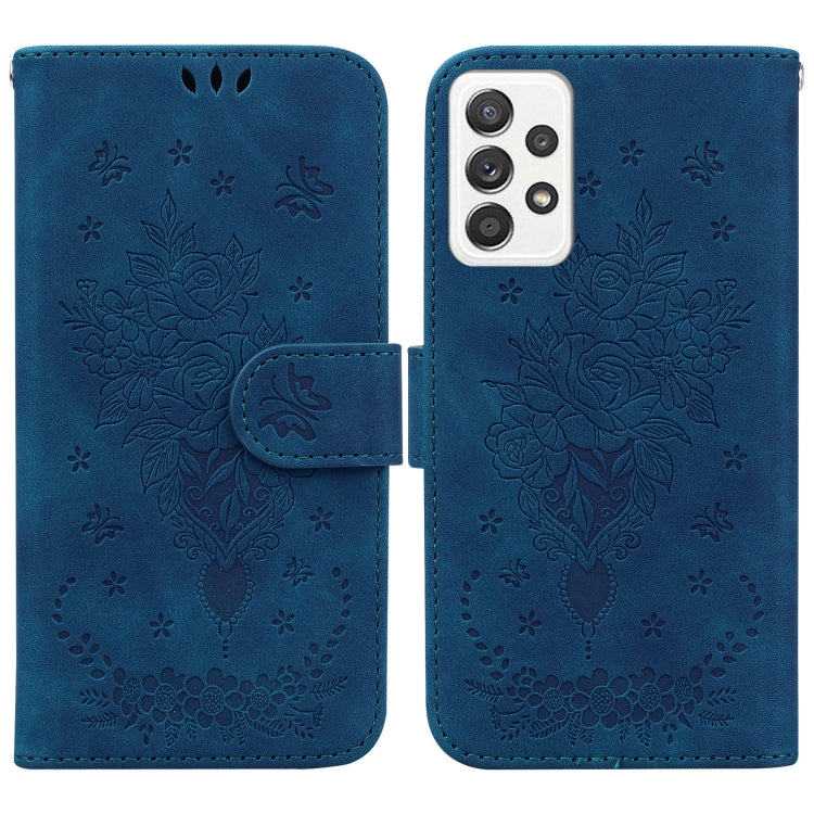 For Samsung Galaxy A52 5G / 4G Butterfly Rose Embossed Leather Phone Case