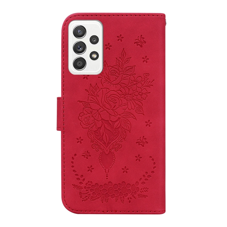 For Samsung Galaxy A52 5G / 4G Butterfly Rose Embossed Leather Phone Case