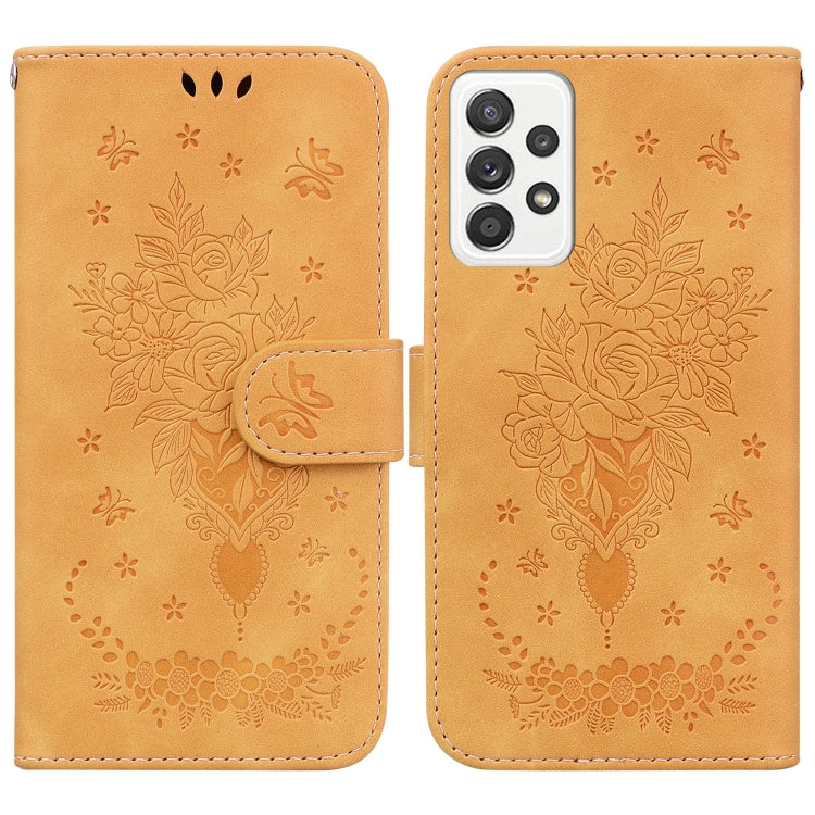 For Samsung Galaxy A52 5G / 4G Butterfly Rose Embossed Leather Phone Case