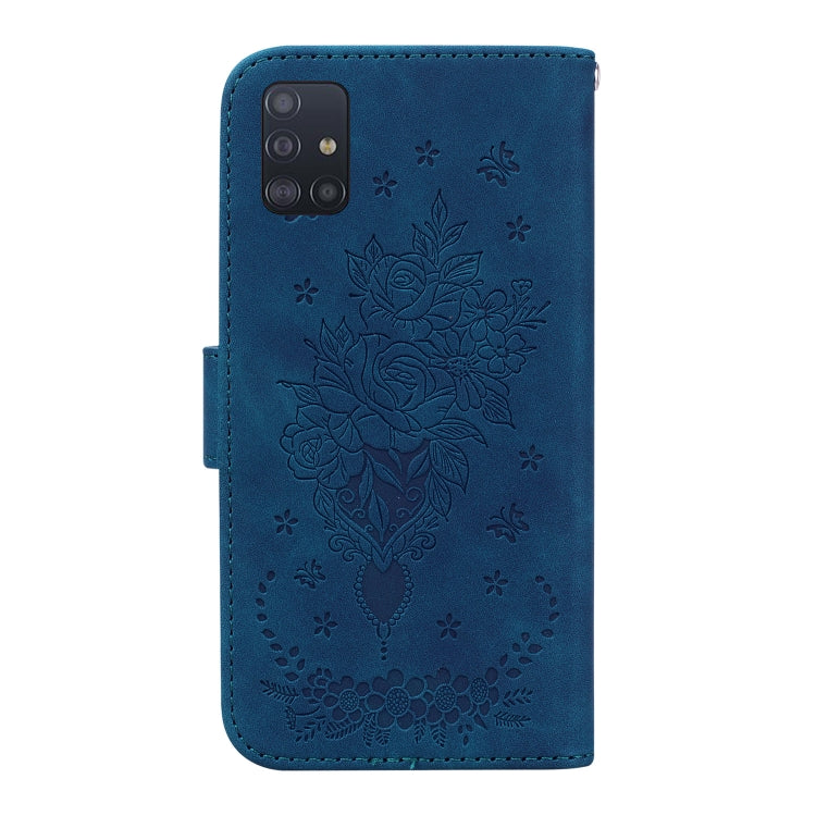 For Samsung Galaxy A71 Butterfly Rose Embossed Leather Phone Case