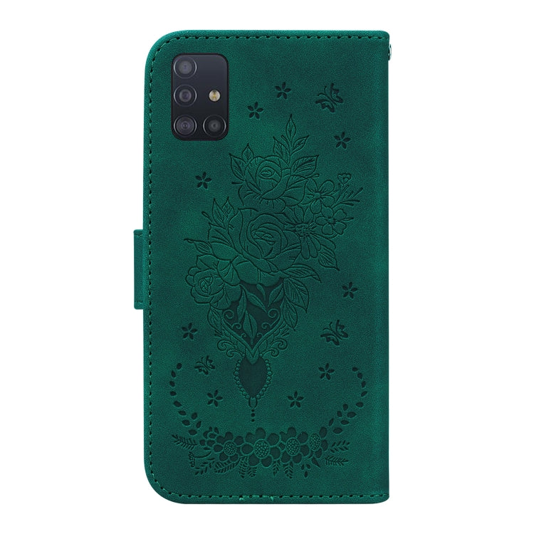 For Samsung Galaxy A71 Butterfly Rose Embossed Leather Phone Case