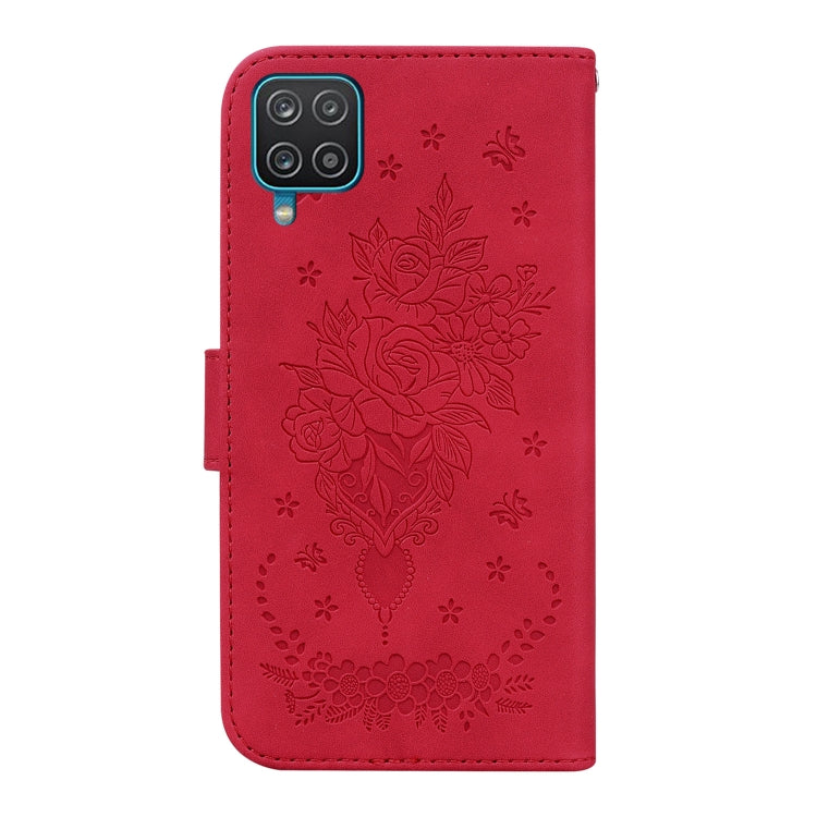 For Samsung Galaxy A12 5G Butterfly Rose Embossed Leather Phone Case
