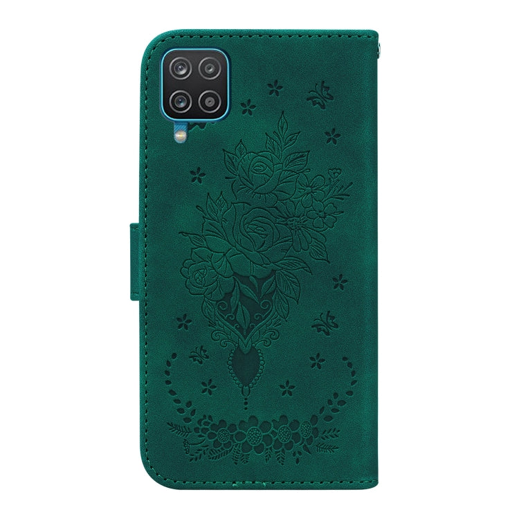 For Samsung Galaxy A22 4G Butterfly Rose Embossed Leather Phone Case