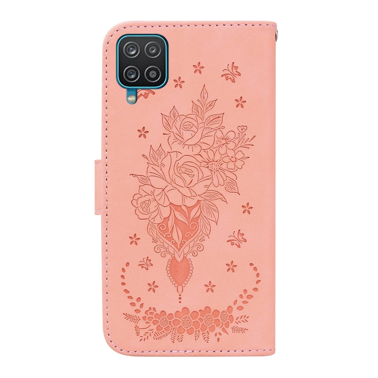 For Samsung Galaxy A22 4G Butterfly Rose Embossed Leather Phone Case