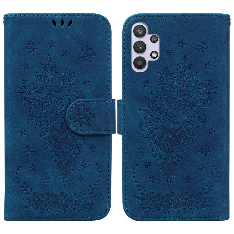 For Samsung Galaxy A32 4G Butterfly Rose Embossed Leather Phone Case