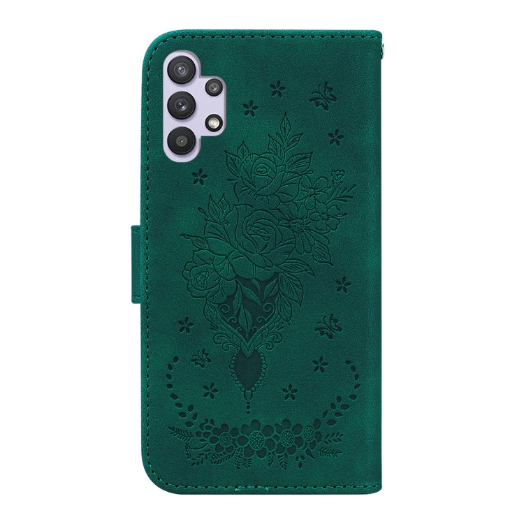 For Samsung Galaxy A32 5G Butterfly Rose Embossed Leather Phone Case