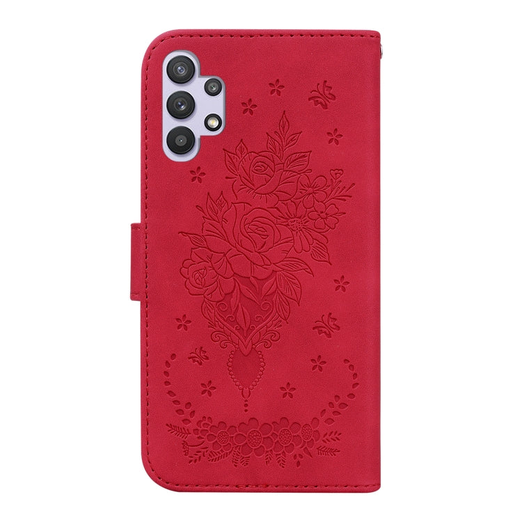 For Samsung Galaxy A32 5G Butterfly Rose Embossed Leather Phone Case