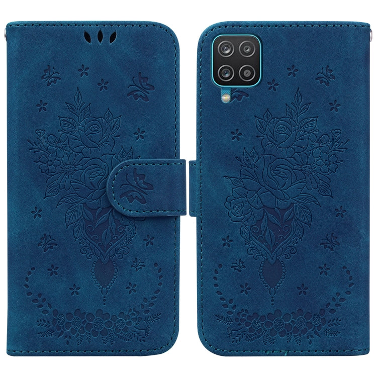 For Samsung Galaxy A42 5G Butterfly Rose Embossed Leather Phone Case