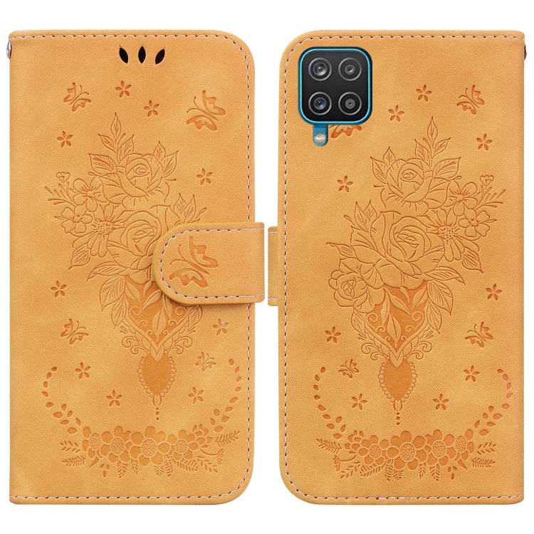 For Samsung Galaxy A42 5G Butterfly Rose Embossed Leather Phone Case