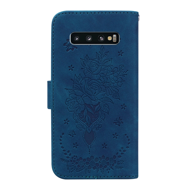For Samsung Galaxy S10 Butterfly Rose Embossed Leather Phone Case