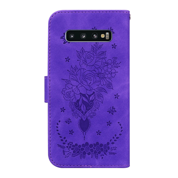 For Samsung Galaxy S10 Butterfly Rose Embossed Leather Phone Case