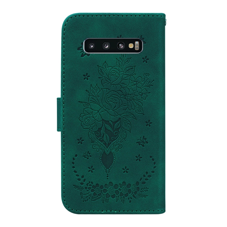 For Samsung Galaxy S10+ Butterfly Rose Embossed Leather Phone Case