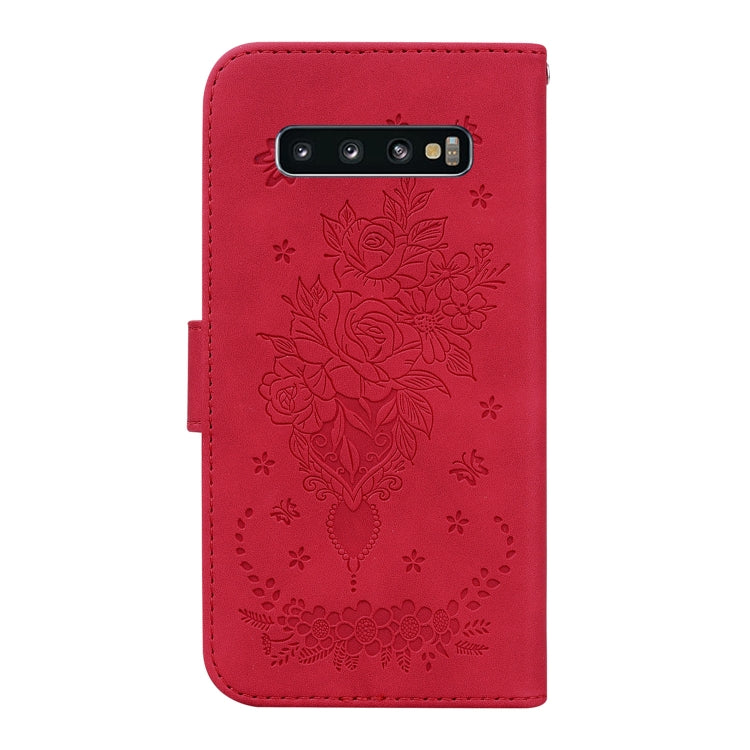 For Samsung Galaxy S10+ Butterfly Rose Embossed Leather Phone Case