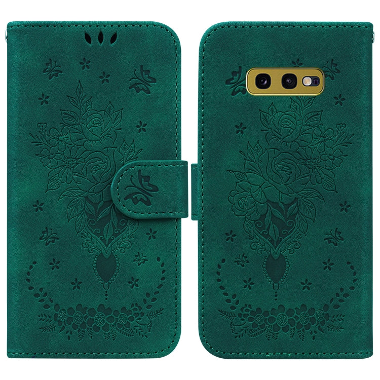 For Samsung Galaxy S10e Butterfly Rose Embossed Leather Phone Case