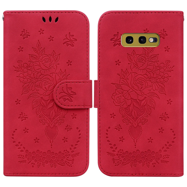 For Samsung Galaxy S10e Butterfly Rose Embossed Leather Phone Case