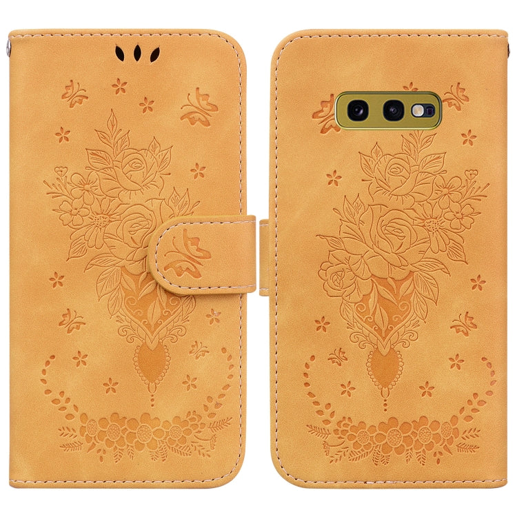 For Samsung Galaxy S10e Butterfly Rose Embossed Leather Phone Case